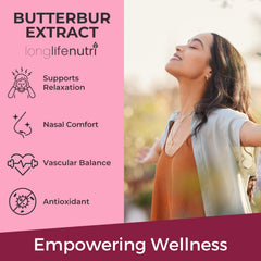 Natural ingredients scene featuring LongLifeNutri butterbur in a calm setting.