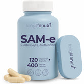 LongLifeNutri SAM-e 400mg bottle front showing the product and daily mobility focus