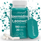 LongLifeNutri Spermidine bottle for daily wellness support in a clean, modern kitchen.
