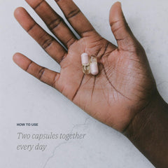 Close-up of LOONI Balance Beam capsules, vegan formula