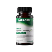 Losoki Magnesium 60 tablets bottle on shelf supports calm mood and daily wellness.