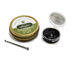 Lotus Blooming Herbs Shilajit resin closeup – glossy black goo indicating purity and richness