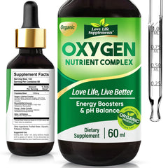 Love Life Supplements bottle of liquid oxygen drops for rapid vitality boost