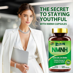 Love Life NMNH capsules closeup highlights easy two-capsule daily dosing for daily vitality.