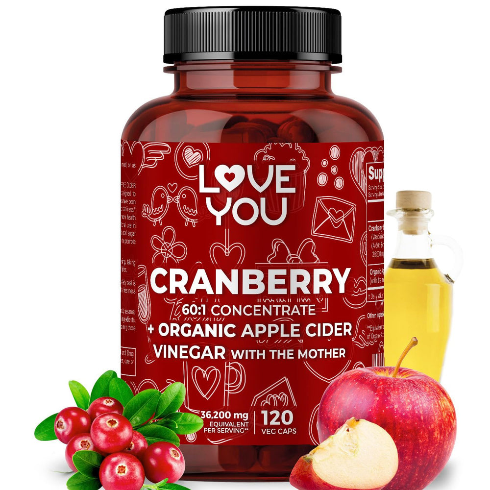 Love You cranberry 60:1 extract bottle highlighting high-strength urinary support.