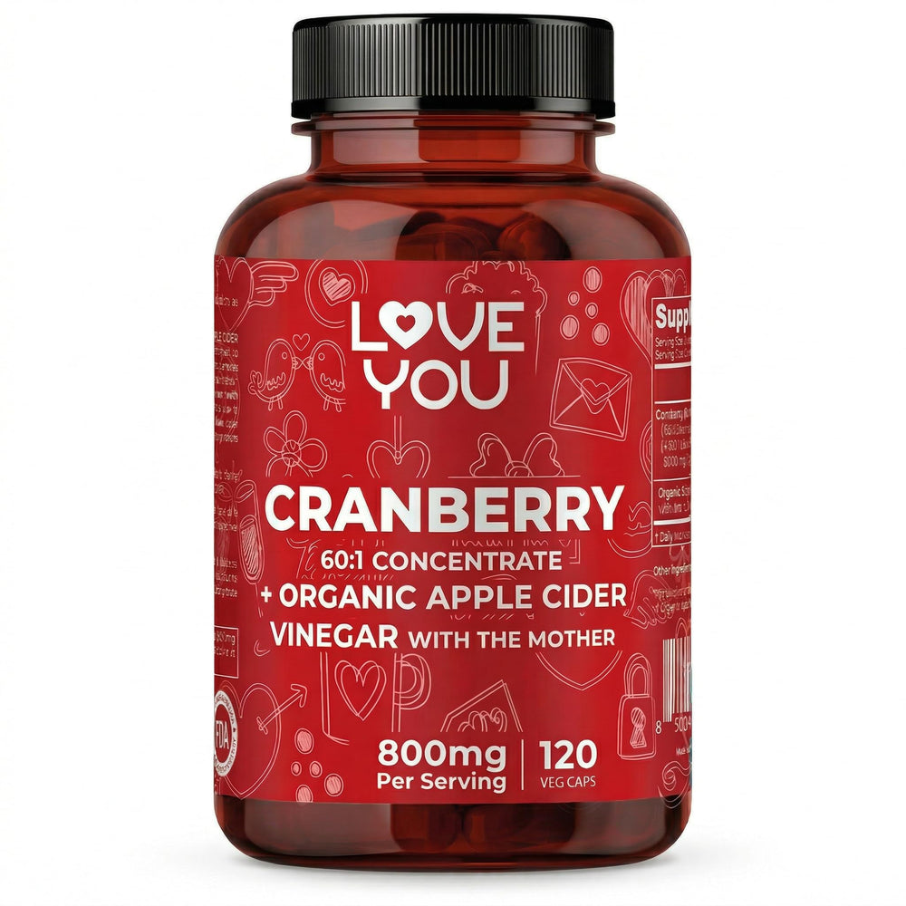 Love You cranberry 60:1 extract bottle highlighting high-strength urinary support.