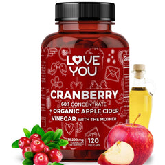 Love You cranberry 60:1 extract bottle highlighting high-strength urinary support.