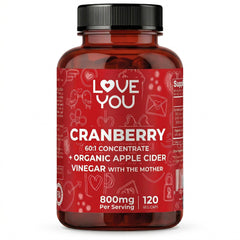 Love You cranberry 60:1 extract bottle highlighting high-strength urinary support.