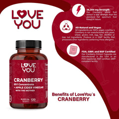 Love You urinary tract support capsules on clean label background.
