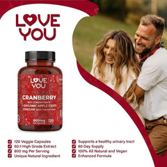 Love You urinary tract support capsules on clean label background.