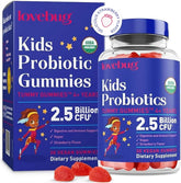 LOVEBUG Kids Probiotic Gummies strawberry jar supports daily digestive balance.