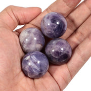 Loveliome amethyst ball 25mm, side view, ideal for calming meditation.