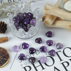 Loveliome amethyst heart energy stone enhances mindfulness during quiet moments.