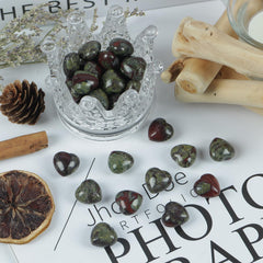 Loveliome dragon bloodstone heart palm stone 3 for mood support and mindfulness.