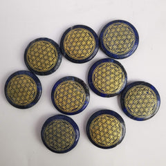 Loveliome Flower of Life Lapis Lazuli palm stone balances intuition and focus