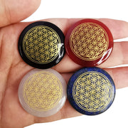 Loveliome Flower of Life Obsidian palm stone for grounding and focus during meditation