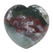 Loveliome natural Indian agate heart close-up showing vibrant color patterns for meditation