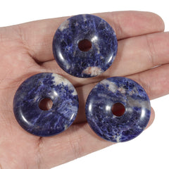 Loveliome sodalite donut charms close-up, great for bold pendant designs.