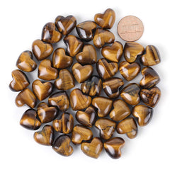 Loveliome tiger eye heart stone on display for meditation and energy balance
