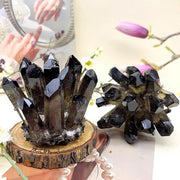 Loverain black raw quartz cluster, 300g, a natural centerpiece for calm spaces.