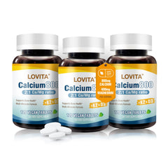 LOVITA calcium citrate 800mg bottle promotes gentle absorption and daily bone support.