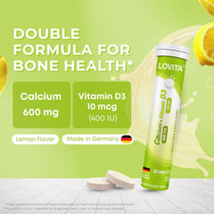 LOVITA tablet dissolving in water for a lemon-flavored drink