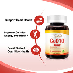 Packaging box for Lovita CoQ10 showing vegan and gluten-free claims
