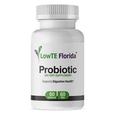 LowTE Florida Probiotic Supplement bottle promoting daily digestive comfort.