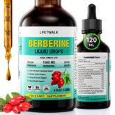 LPETWALK Berberine drops bottle highlighting liquid formula for easy absorption.