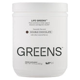 LTH Life Greens chocolate tub showing premium ingredients and packaging benefits.