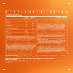 LTH Life Greens probiotic seal highlighting seven strains for digestive support