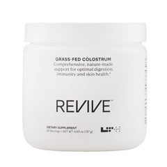 LTH Revive grass-fed colostrum powder bottle for immune and digestion support.