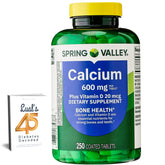 LUAL Spring Valley Calcium 600 mg bottle for bone health support