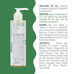 LubeLife Aromaplay oil being poured, highlighting a non-greasy skin-friendly application.