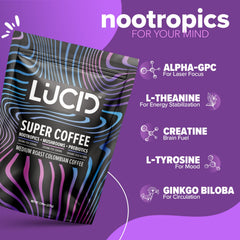 Lucid mushroom coffee ingredients Lions Mane emphasize a brain-friendly blend for clarity.
