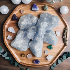 Luckeeper blue calcite raw crystals ideal for tumbling and jewelry making