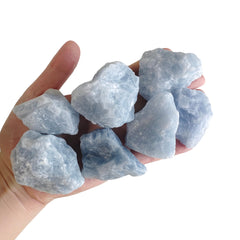 Luckeeper blue calcite rough crystal close-up for meditation and clarity