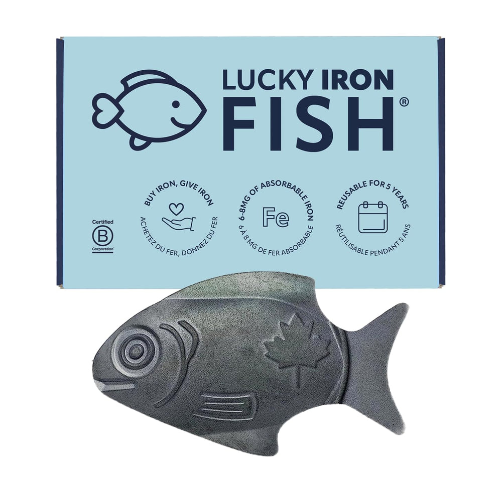 Lucky Iron Fish bottle pour image showing easy daily iron fortification for drinks and meals