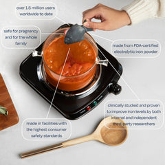 Lucky Iron Fish with rice showing simple addition to meals for extra iron