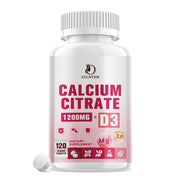 LUCNVEM Calcium Citrate 1200mg bottle label highlighting vegan formula with D3 for absorption