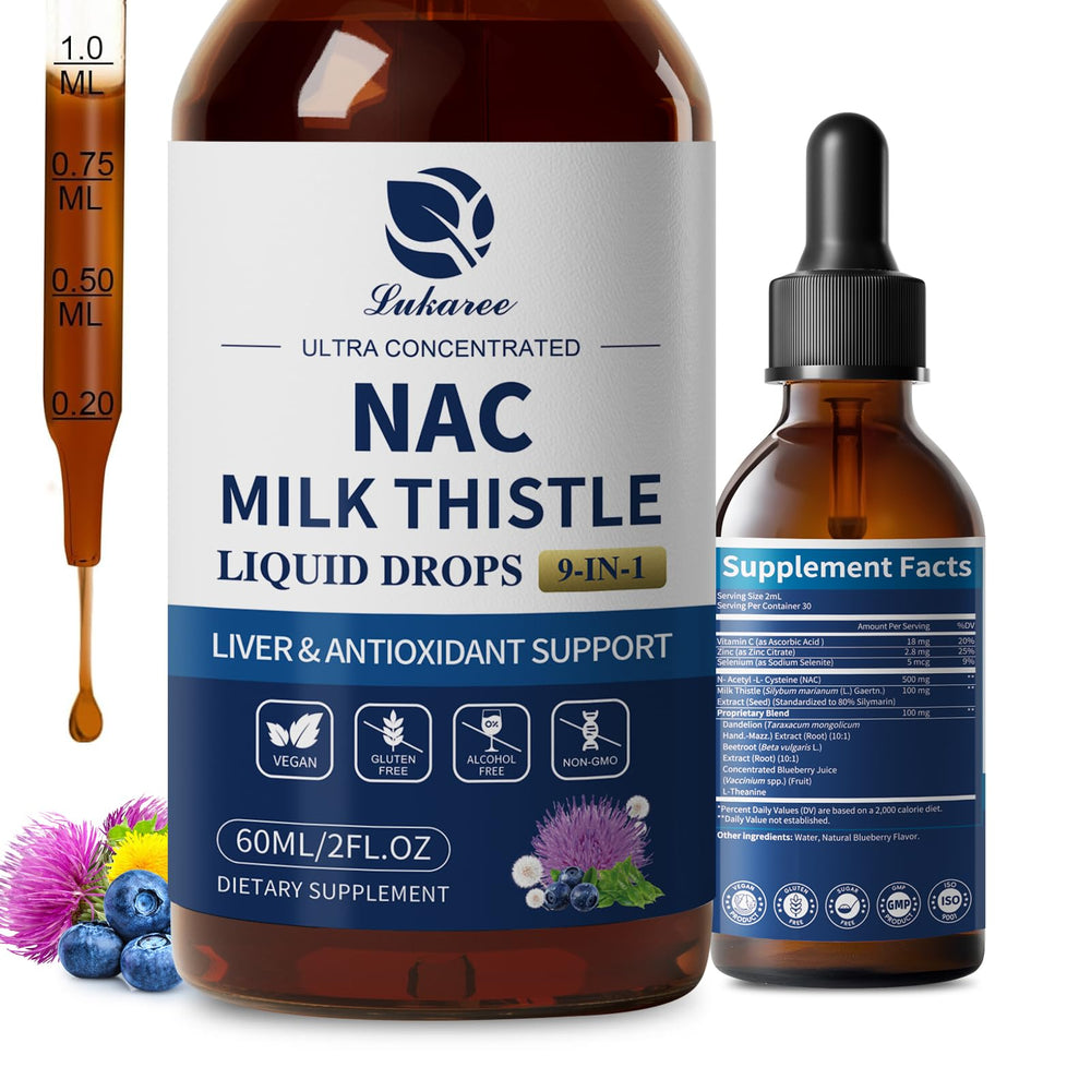 Lukaree NAC supplement bottle with dropper for antioxidant support