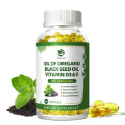 Lukaree oregano oil capsules bottle with easy to swallow softgels for daily use.