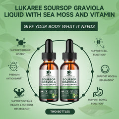 Lukaree Soursop drops dispensed into water for versatile daily intake.