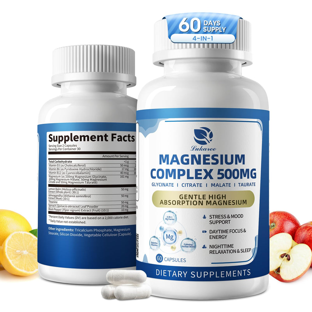Lukaree two-pack magnesium bottle front for daily balance