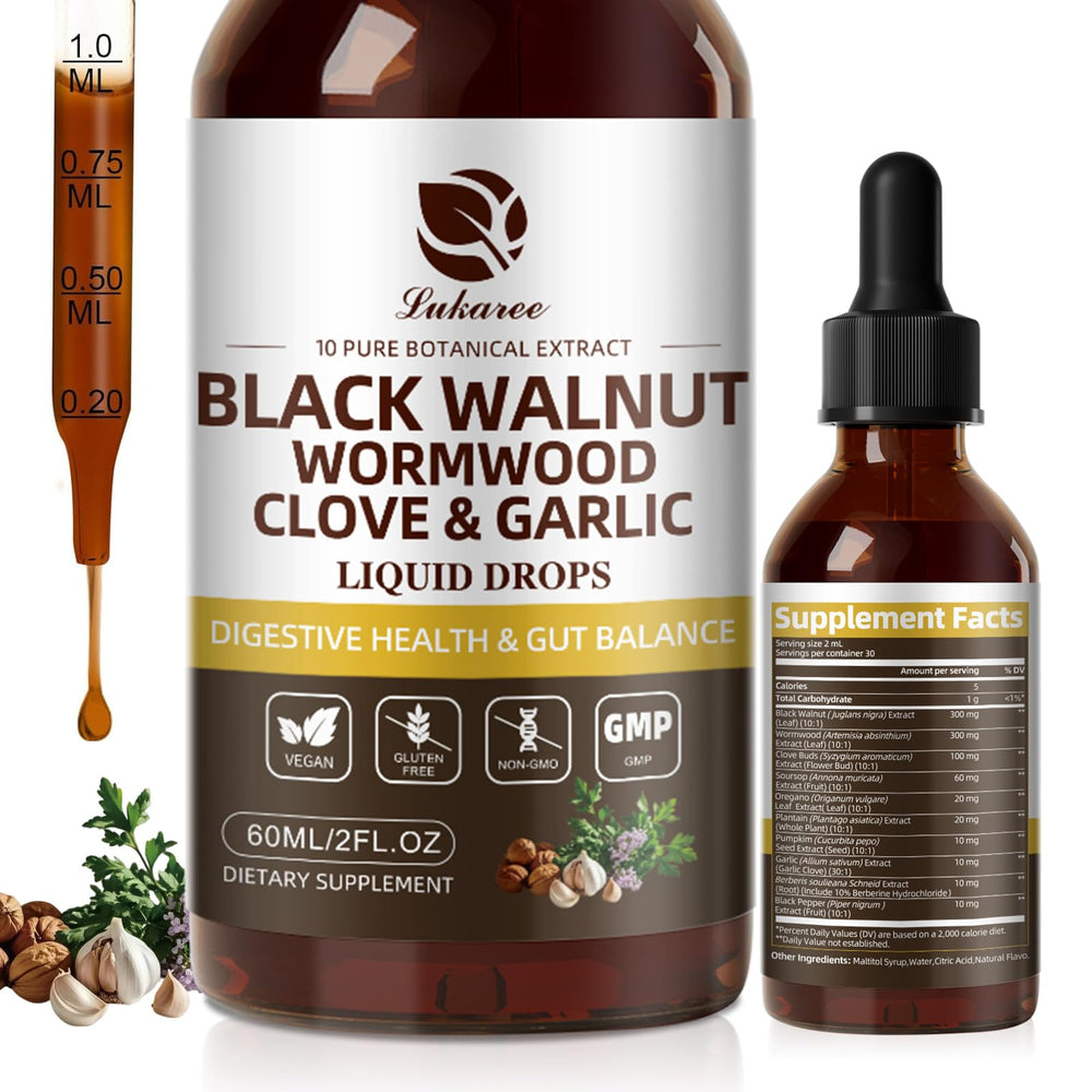 Lukaree Wormwood bottle closed, ready for on-the-go digestive support.