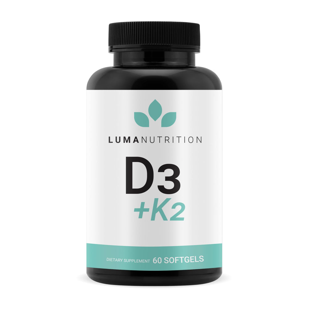 Luma Nutrition D3+K2 softgel closeup for bone and heart support.