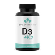 Luma Nutrition D3+K2 softgel closeup for bone and heart support.