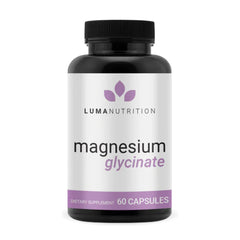 Luma Nutrition magnesium glycinate 1000mg bottle front for high absorption and daily use.