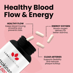 Luma Nutrition nattokinase bottle pour demonstrates easy daily serving.