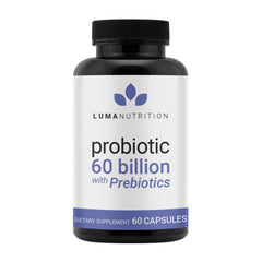 Luma Nutrition Probiotics 60 Billion bottle supporting gut health and immune balance.
